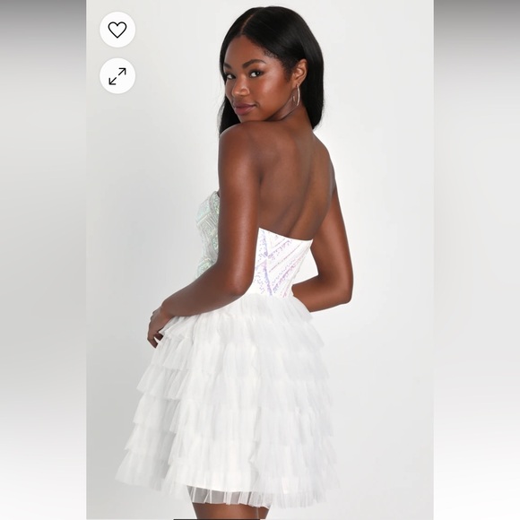 White Tulle Sequin Strapless Mini Dress - never used. Still has tag! - Picture 4 of 5